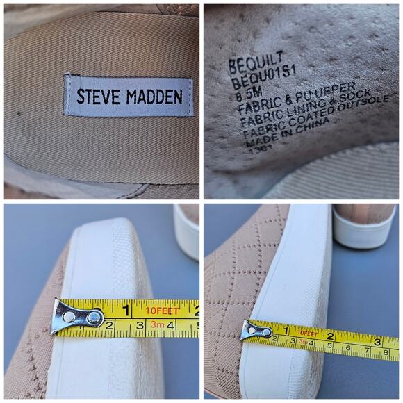 Stretch Knit Sneaker Steve Madden Bequilt Size 8.5 Pink Tan Diamond Quilted - Picture 8 of 13